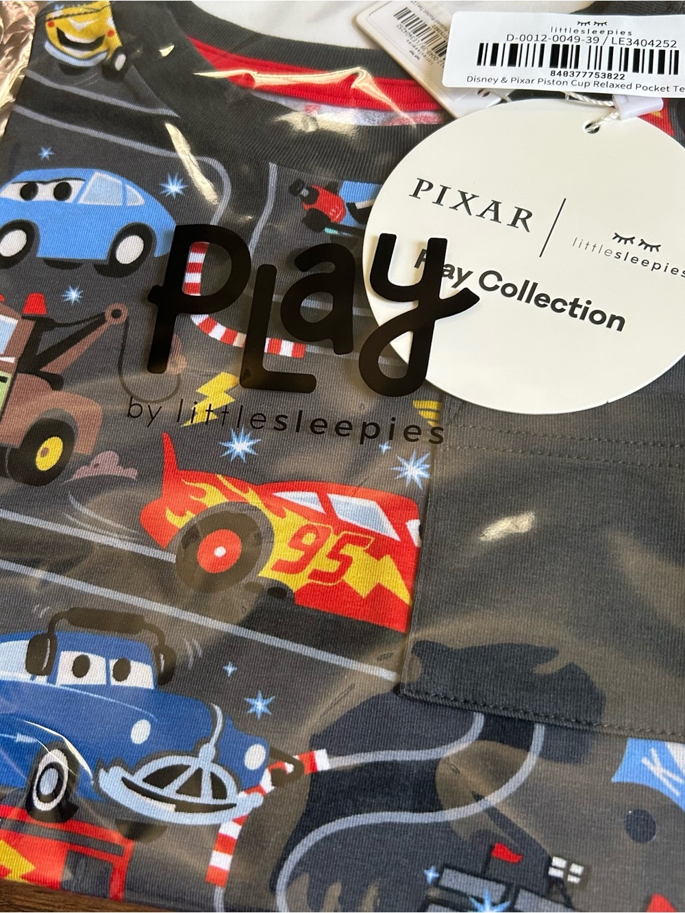 Little Sleepies Disney & Pixar Cars Piston Cup Relaxed Pocket Tee 2T - Picture 4 of 6